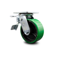 Service Caster 5 Inch Green Poly on Cast Iron Caster with Roller Bearing and Total Lock Brake SCC-TTL30S520-PUR-GB